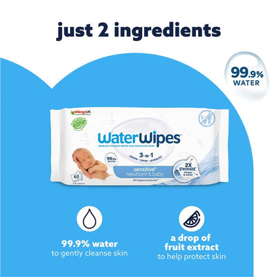 WaterWipes Biodegradable Baby Wipes 60 Pack - Pure & Eco-Friendly