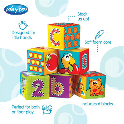 Playgro Splash and Learn Bath Soft Blocks - 6 Pack