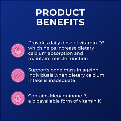 Ostelin Calcium & Vitamin D3 + K2 60 Tablets - Bone Health Support