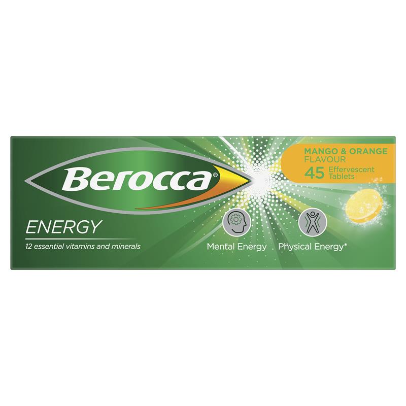 Berocca Energy Multivitamin Mango & Orange Flavor – 45 Tablets