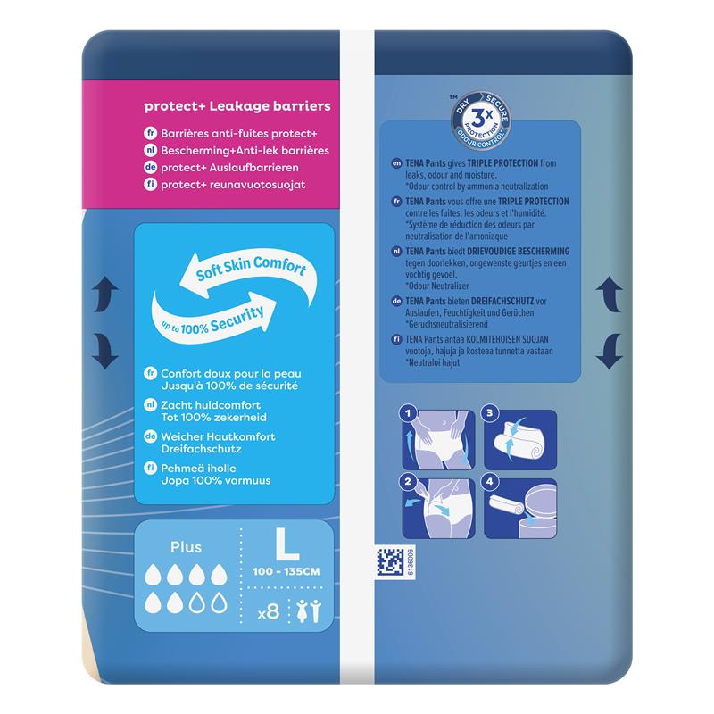Tena Pants Protect+ Large 8-Pants - Unisex Incontinence Protection