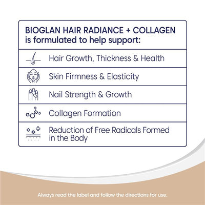 Bioglan Hair Radiance + Collagen 90 Capsules - Nourish Your Beauty