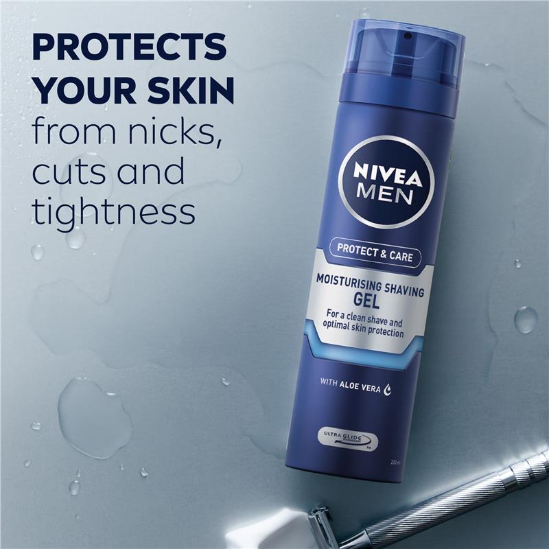 NIVEA MEN Protect & Care Moisturising Shave Gel with Aloe Vera, 200ml