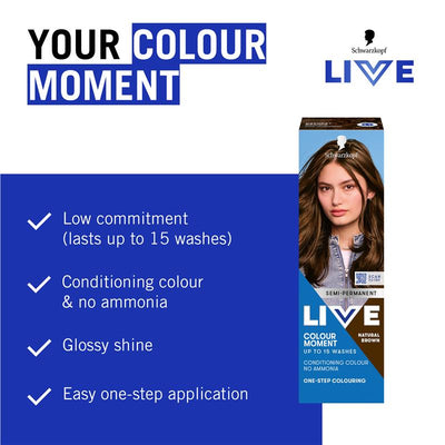Schwarzkopf LIVE Colour Natural Brown - Semi-Permanent Hair Color, 75ml