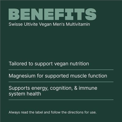 Swisse Ultivite Vegan Men's Multivitamin 60 Tablets with B12 & Iron