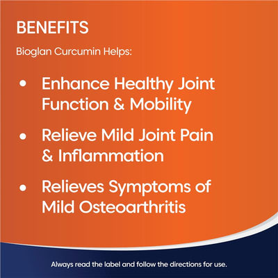 BioGlan Curcumin 60 Tablets with BioPerine for Joint Health