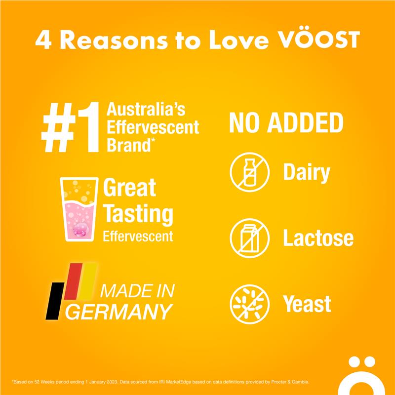VÖOST Calcium + D3 Effervescent Tablets, 20 tablets, Bone Health Support