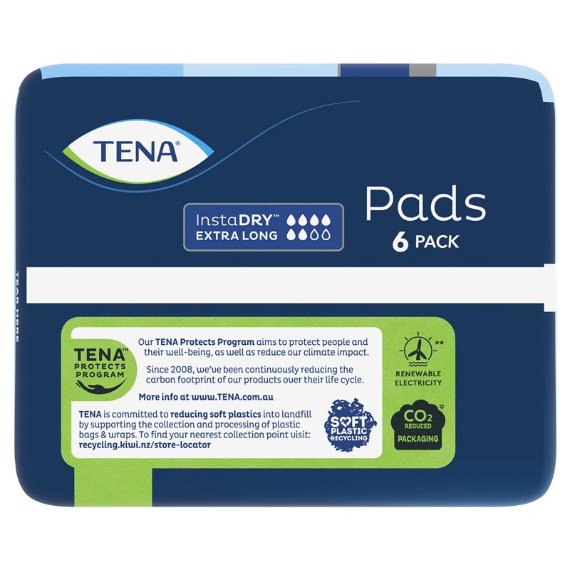 TENA InstaDRY Extra Long Incontinence Pads for Moderate Leaks, 6-Pads