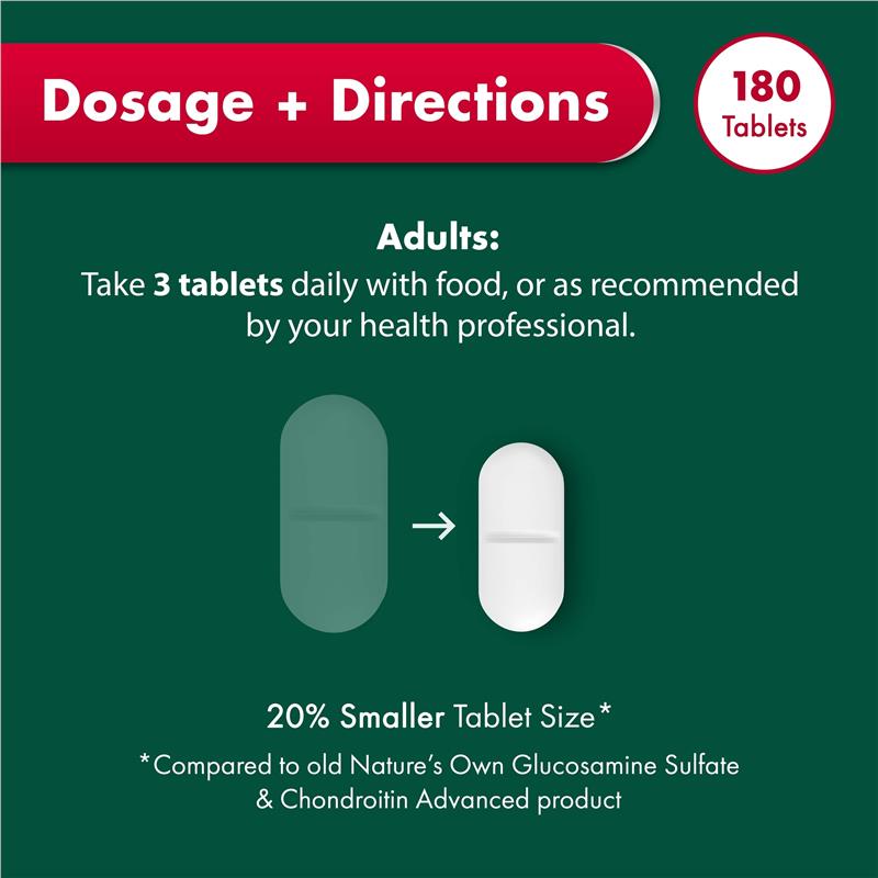 Nature's Own Glucosamine Sulfate & Chondroitin Advanced 180 Tablets - Joint Health Support
