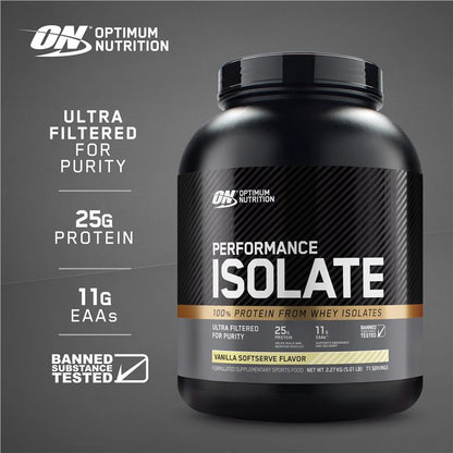 Optimum Nutrition Performance Isolate Vanilla Softserve 2.27kg - Premium Whey Protein