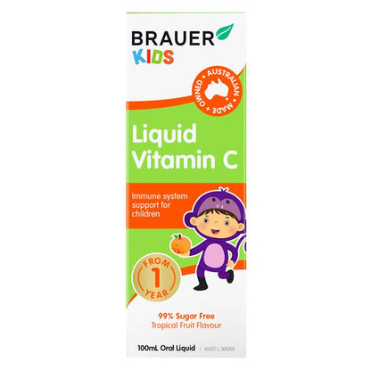 Brauer Kids Liquid Vitamin C 100ml – Sugar-Free, Fruity Taste