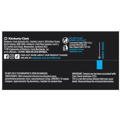 U by Kotex Regular Slim Tampons 32 Pack – Medium Flow Protection