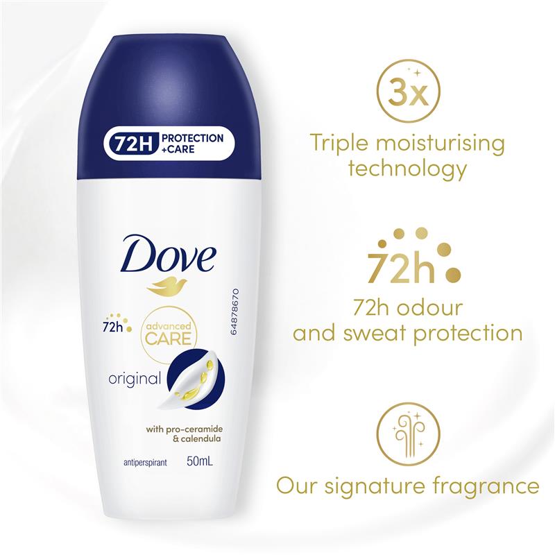 Dove Women Advanced Care Antiperspirant Deodorant 72h Roll On - Original 50ml-Auzzi Store
