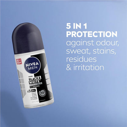 NIVEA MEN Black & White Invisible Roll-On Deodorant 72H Protection 50ml