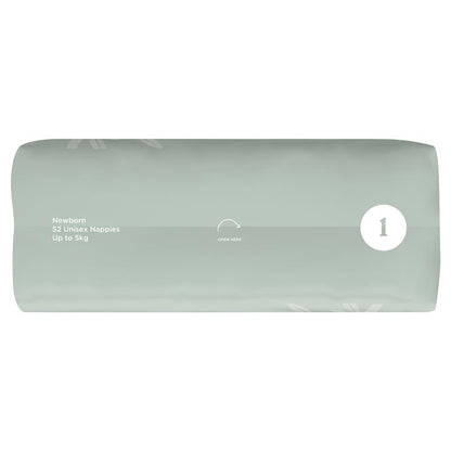 Tooshies Eco Nappies with Organic Bamboo Size 1 Newborn 3-5kg, 52 Pack - Soft & Hypoallergenic