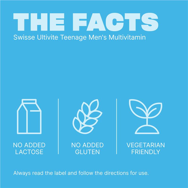 Swisse Ultivite Teenage Men's Multivitamin with B Vitamins, 60 Tablets