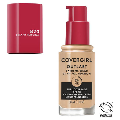 Covergirl Outlast Extreme Wear Foundation 820 Creamy Natural 30ml