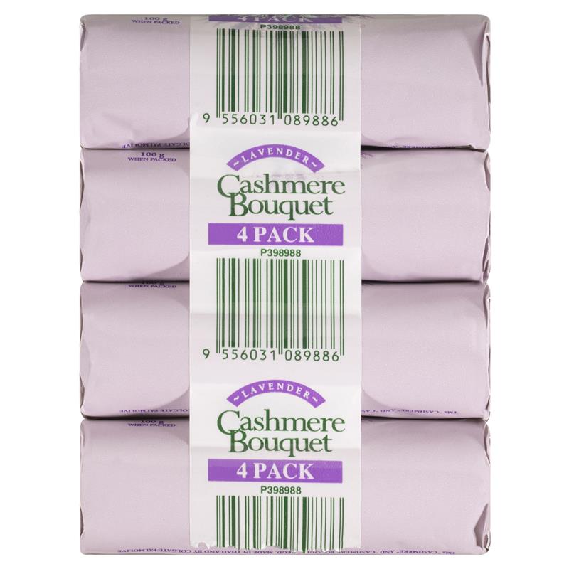 Cashmere Bouquet Lavender Bar Soap, 4 Pack 100g – Gentle Cleansing