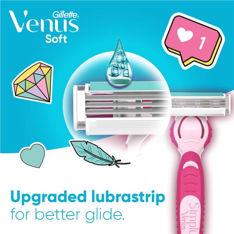 Gillette Simply Venus Hybrid Razor 4 Pack - Closer Shave with Less Nicks-Auzzi Store