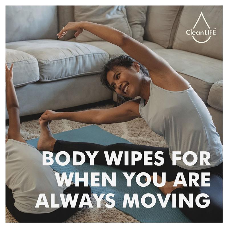 CleanLIFE Deodorizing Body Wipes, 40 Pack - Biodegradable & Plastic-Free