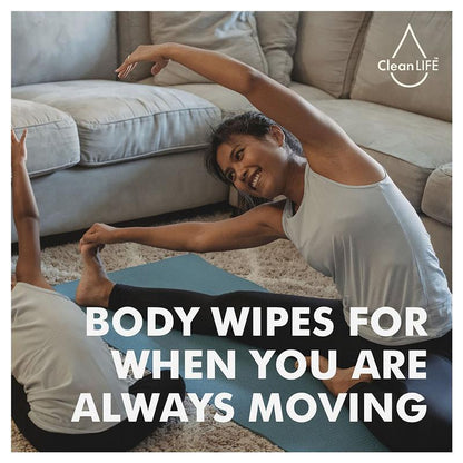 CleanLIFE Deodorizing Body Wipes, 40 Pack - Biodegradable & Plastic-Free