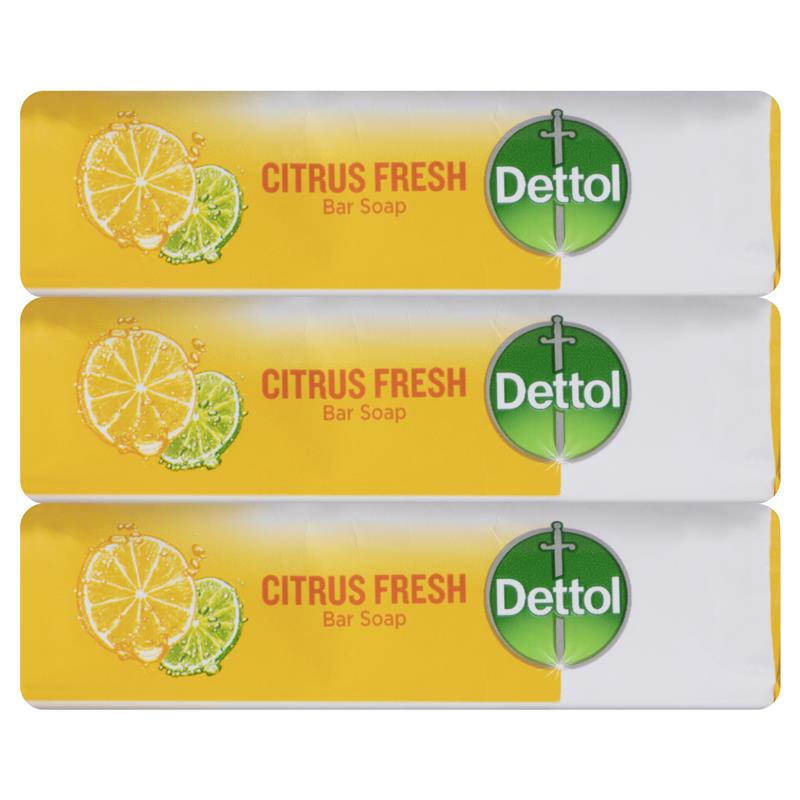 Dettol Citrus Fresh Bar Soap 3-Pack 100g – Germ Protection & Moisturizing