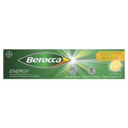 Berocca Energy Multivitamin Mango & Orange Flavor – 45 Tablets