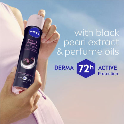 NIVEA Pearl & Beauty Deodorant Aerosol, Black Pearls, 72H Protection, 250ml