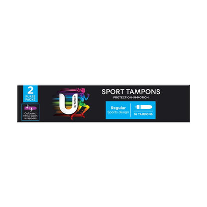 U By Kotex Sport Regular Tampons 16-tempons, 11g Absorbency with Gym Pouch