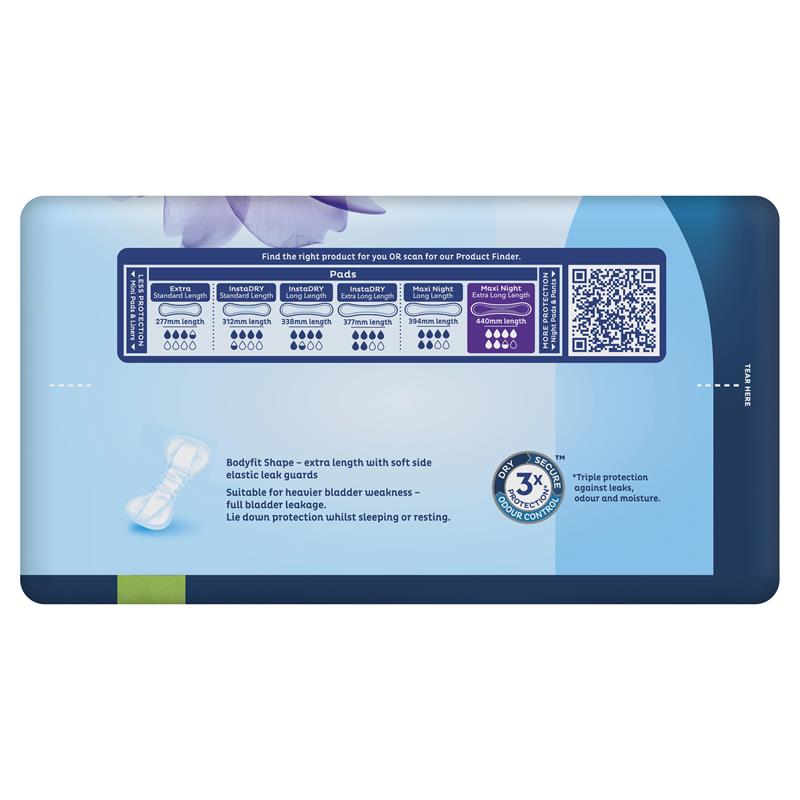 TENA Maxi Night Pads 14-Pads– Extra Absorbency & Lie Down Protection