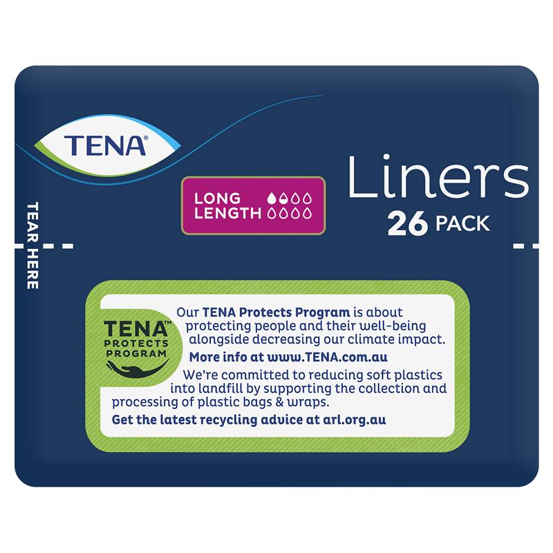 Tena Long Liners 26-Liners | Breathable, Odor Control, 3X Leak Protection
