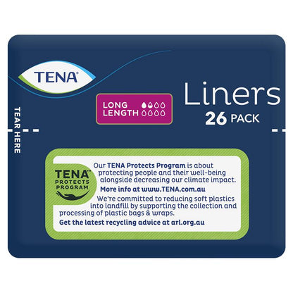 Tena Long Liners 26-Liners | Breathable, Odor Control, 3X Leak Protection