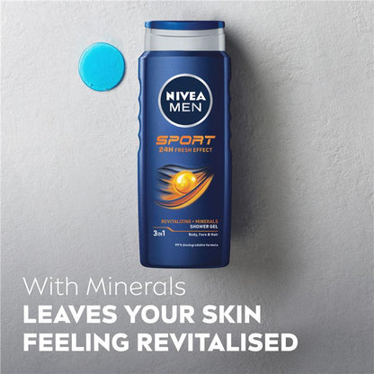 NIVEA MEN Sport 3-in-1 pH Balanced Body Wash & Shower Gel 500ml