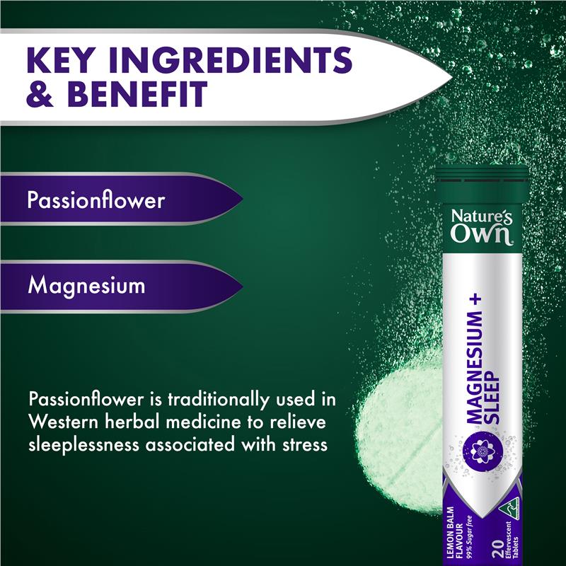 Nature's Own Magnesium + Passionflower Sleep Effervescent Tablets - 20