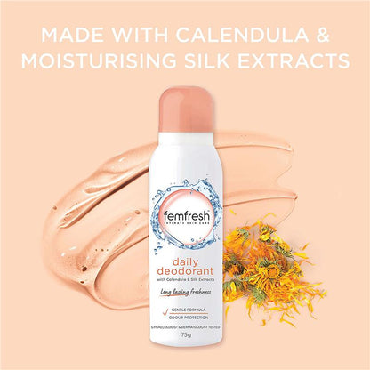 Femfresh 75g Hypoallergenic Deodorant Spray with Calendula & Silk, 8hr Protection
