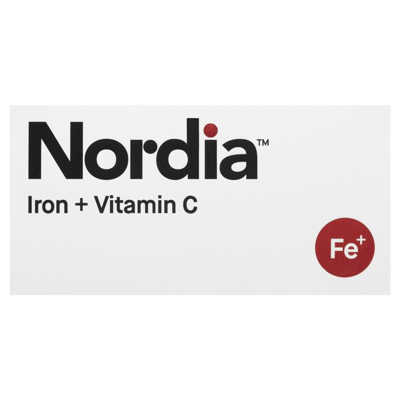 Nordia Iron + Vitamin C Powder - 28 Sachets, Sugar-Free, Supports Blood Health