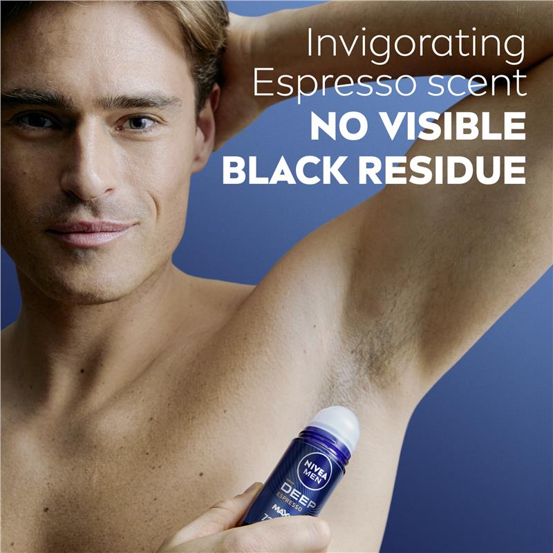 NIVEA MEN Deep Espresso Roll-On Deodorant, 72H Protection, 50ml