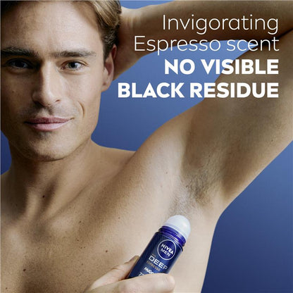 NIVEA MEN Deep Espresso Roll-On Deodorant, 72H Protection, 50ml