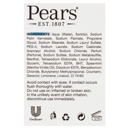 Pears Pure & Gentle Transparent Mint Soap 3x125g