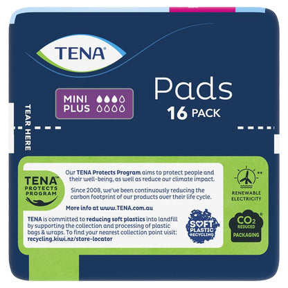 TENA Ultrathin Mini Plus Incontinence Pads 16-Pads– Triple Protection