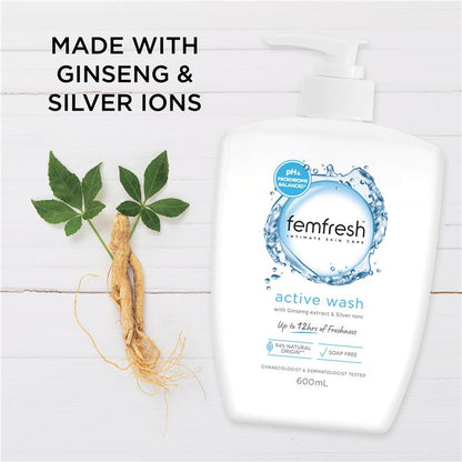 Femfresh Intimate Wash 600mL, pH Balanced, 94% Natural, Daily Use