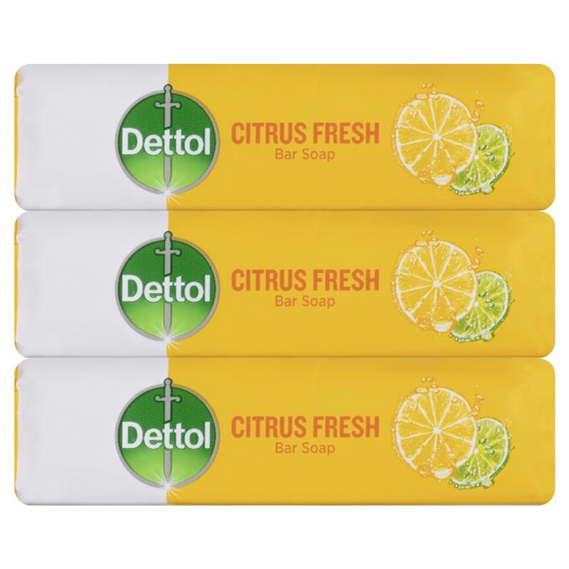 Dettol Citrus Fresh Bar Soap 3-Pack 100g – Germ Protection & Moisturizing