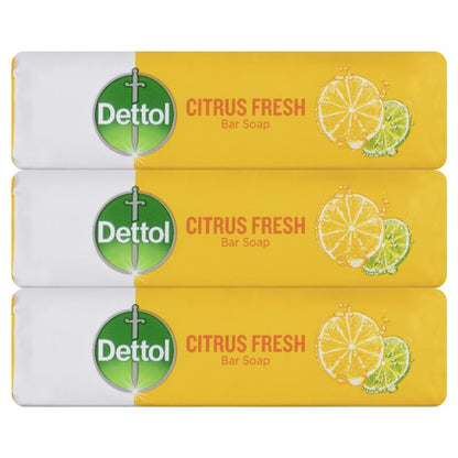 Dettol Citrus Fresh Bar Soap 3-Pack 100g – Germ Protection & Moisturizing