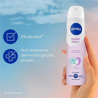 NIVEA Double Effect Avocado Deodorant Aerosol, 72H Protection, 250ml