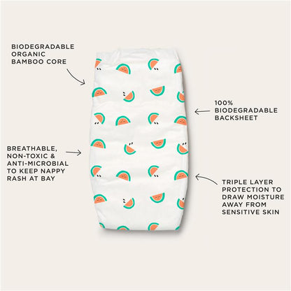 Tooshies Eco Nappies with Organic Bamboo Size 2 Infant (4-8kg) - 48 Pack