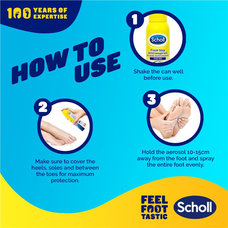 Scholl Fresh Step 24Hr Anti-Odor Foot Spray Antiperspirant 96g