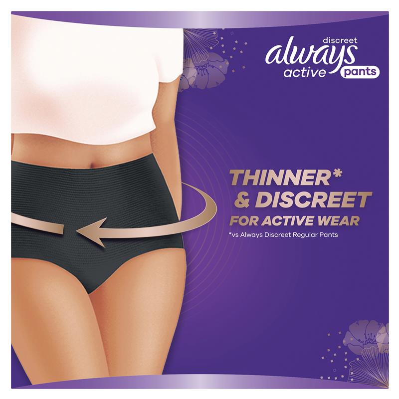 Always Discreet Active Incontinence Pants, Medium, 9 Pants