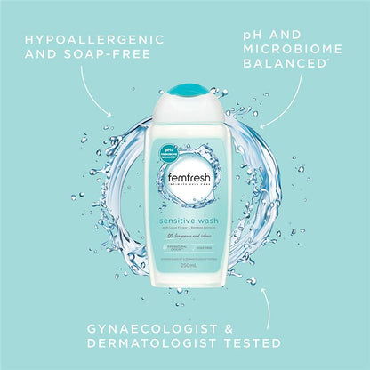 Femfresh Sensitive Wash 250ml – pH Balanced, Soap-Free, Natural Origin