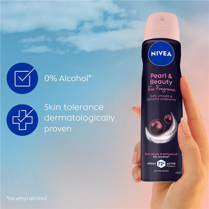 NIVEA Pearl & Beauty Deodorant Aerosol, Black Pearls, 72H Protection, 250ml