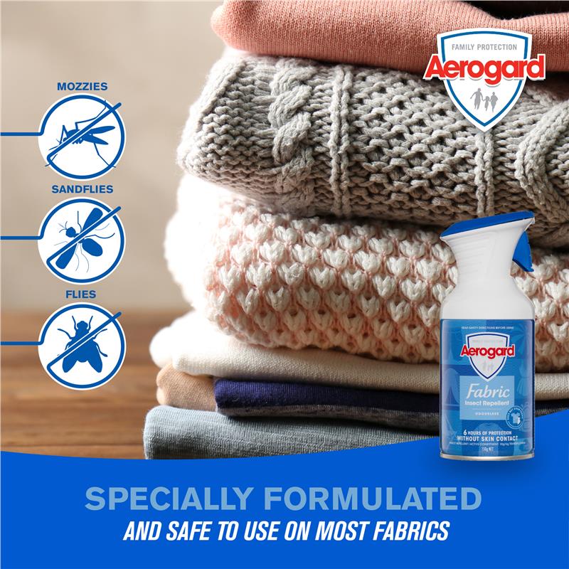Aerogard Fabric Insect Repellent Odourless Spray 150g - 6 Hours of Protection - Auzzi Store